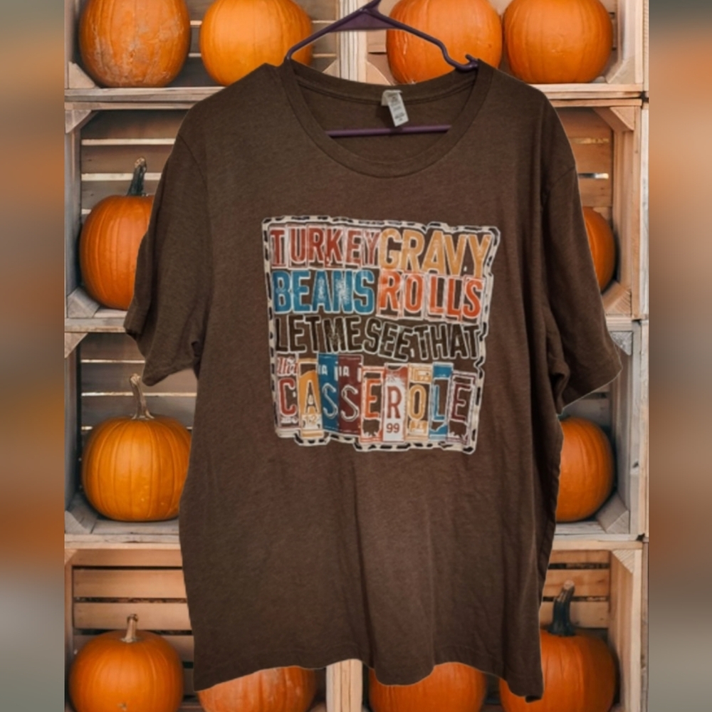 Thanksgiving Themed Size 2x Brown Bella+Canvas Shirt